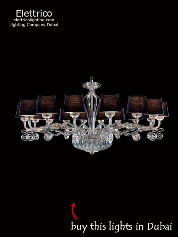 Lillium big chandelier for a living room with Black shade to buy online in Dubai
