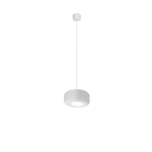 Suspended chandelier with rounded edges.