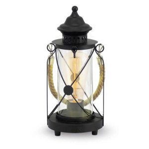 Vintage style table lamp made of black color metal.