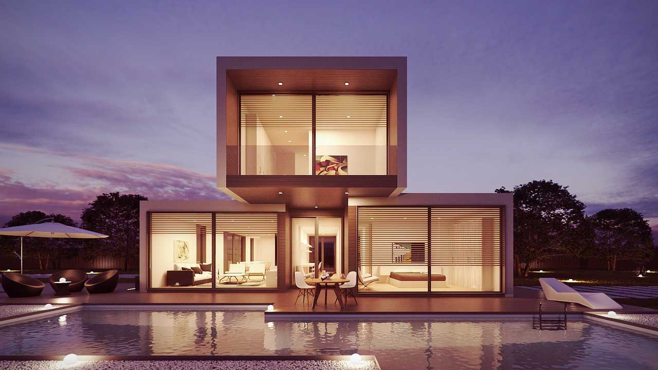 Modern house with beautiful illumination